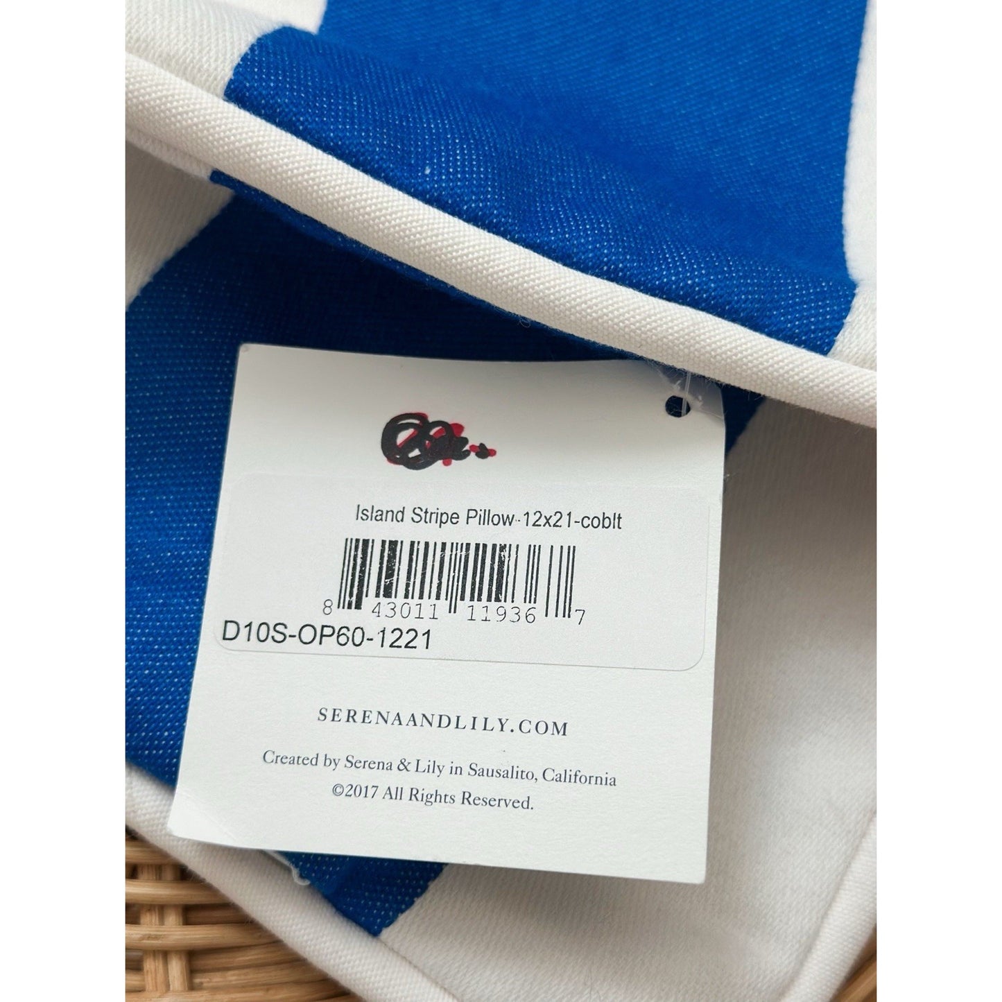 Island Stripe Outdoor Pillow Cover (12”x21”)-Cobalt Blue