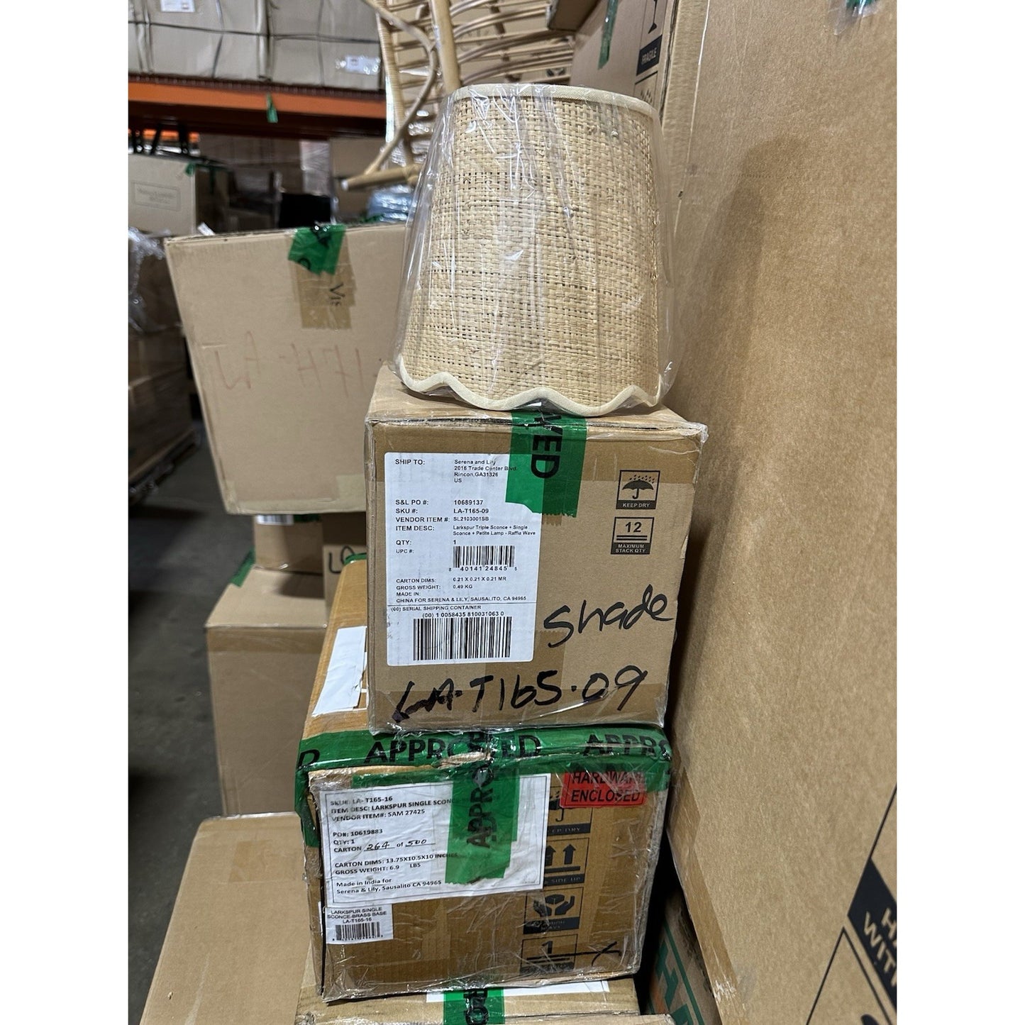 Larkspur Single Sconce (Raffia Wave Shade)-Brass Base