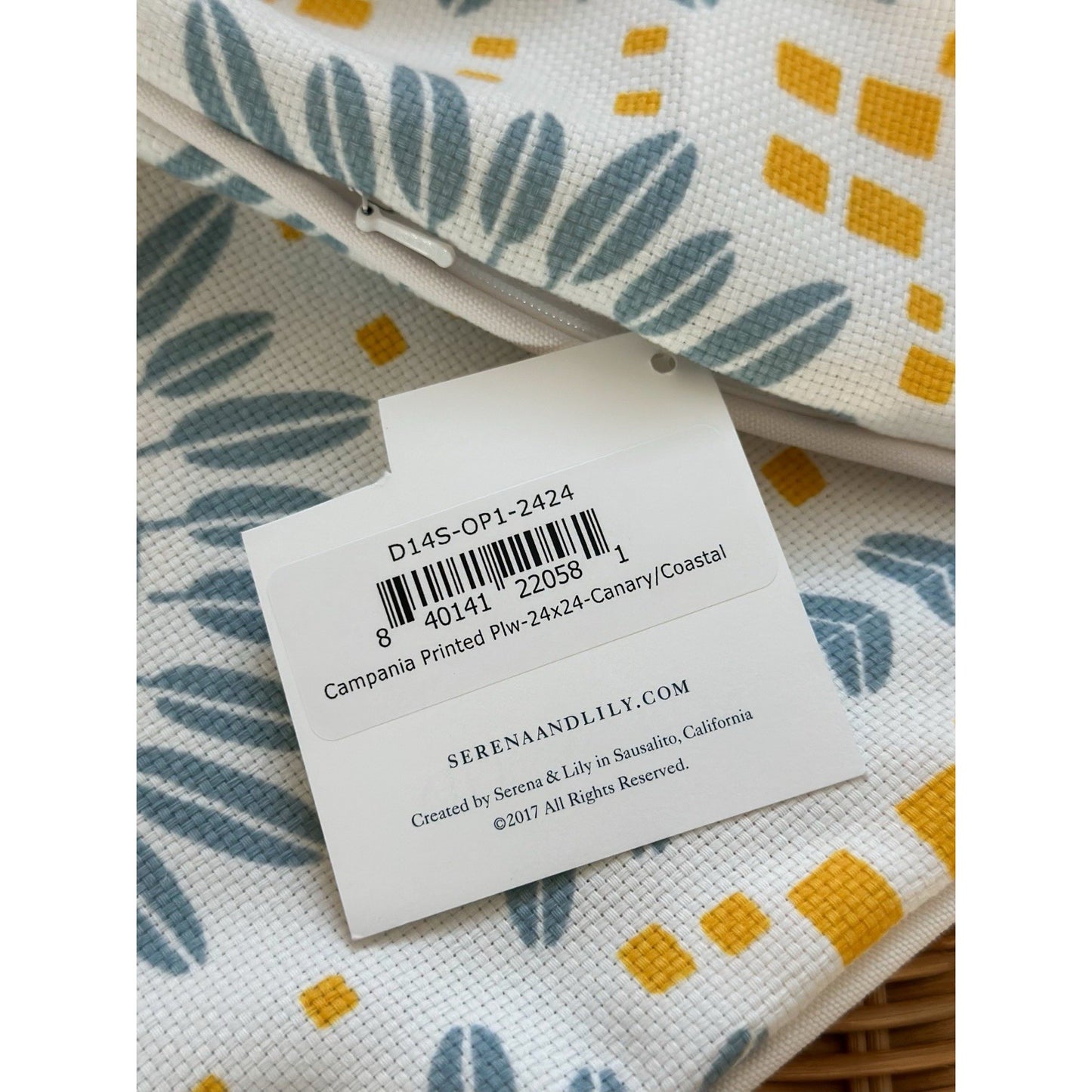 Campania Pillow Cover (24” SQ)-Canary Yellow/Coastal Blue