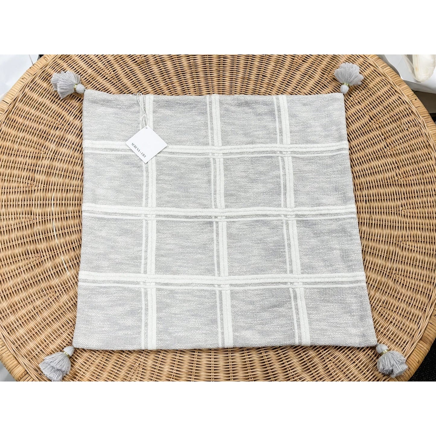 Ashby Pillow Cover (24" SQ)-Fog - The Home Decor Outlet