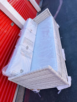Pacifica Sofa (7’~ Perennials Pinstripe Coastal Blue Cushions)-Driftwood - The Home Decor Outlet