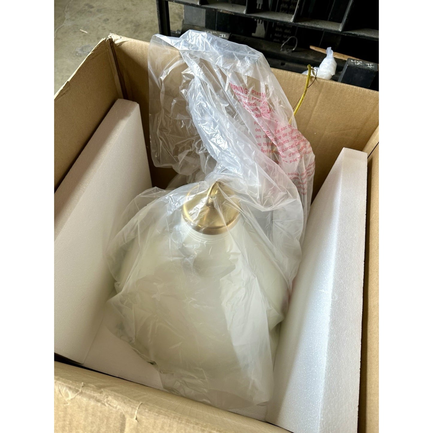 Melrose Large Pendant (19” DIAM)-White/Brass Accents