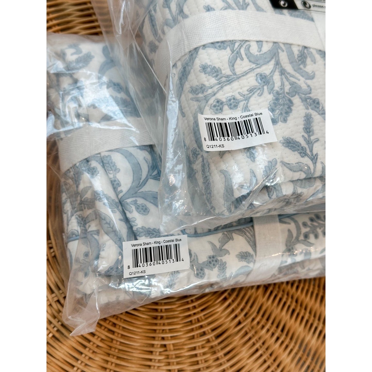 Verona King Shams (Set of 2)-Coastal Blue - The Home Decor Outlet