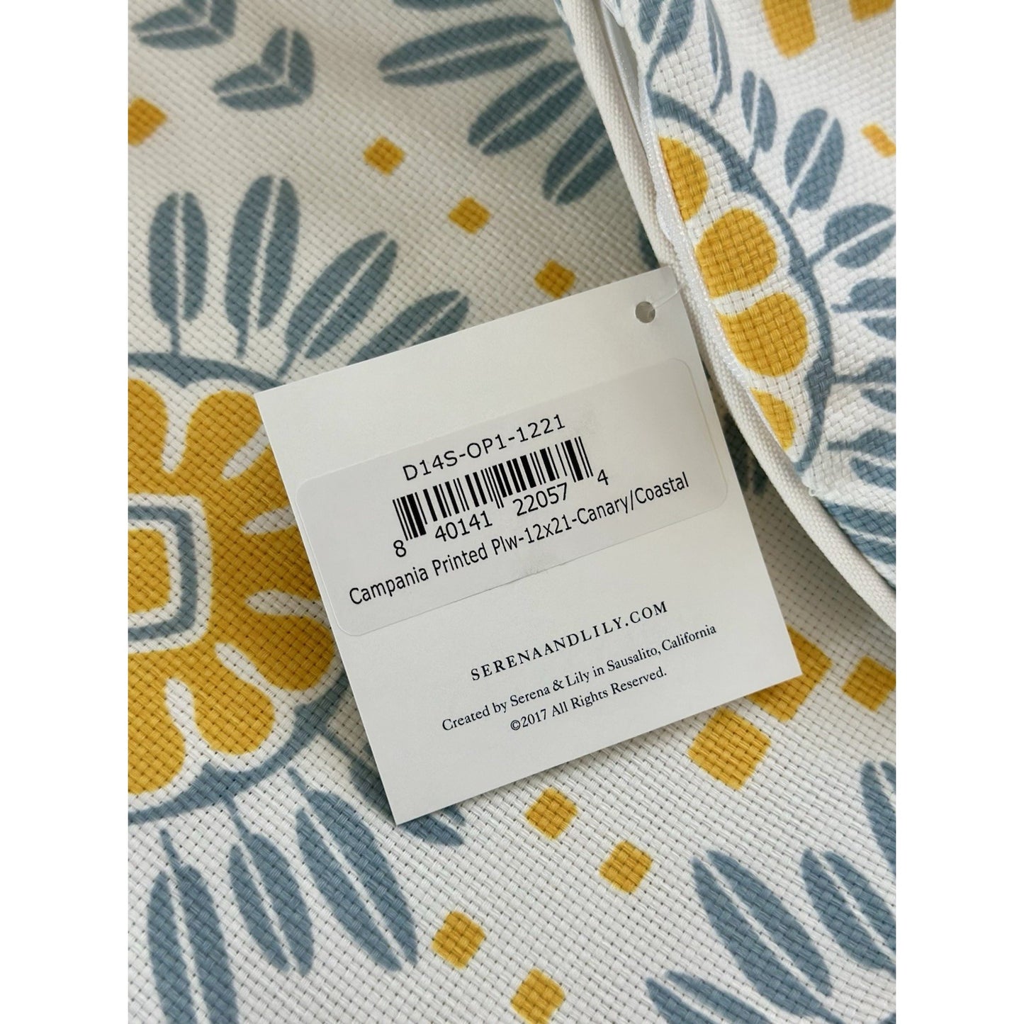 Campania Pillow Cover (12”x21”)-Canary Yellow/Coastal Blue