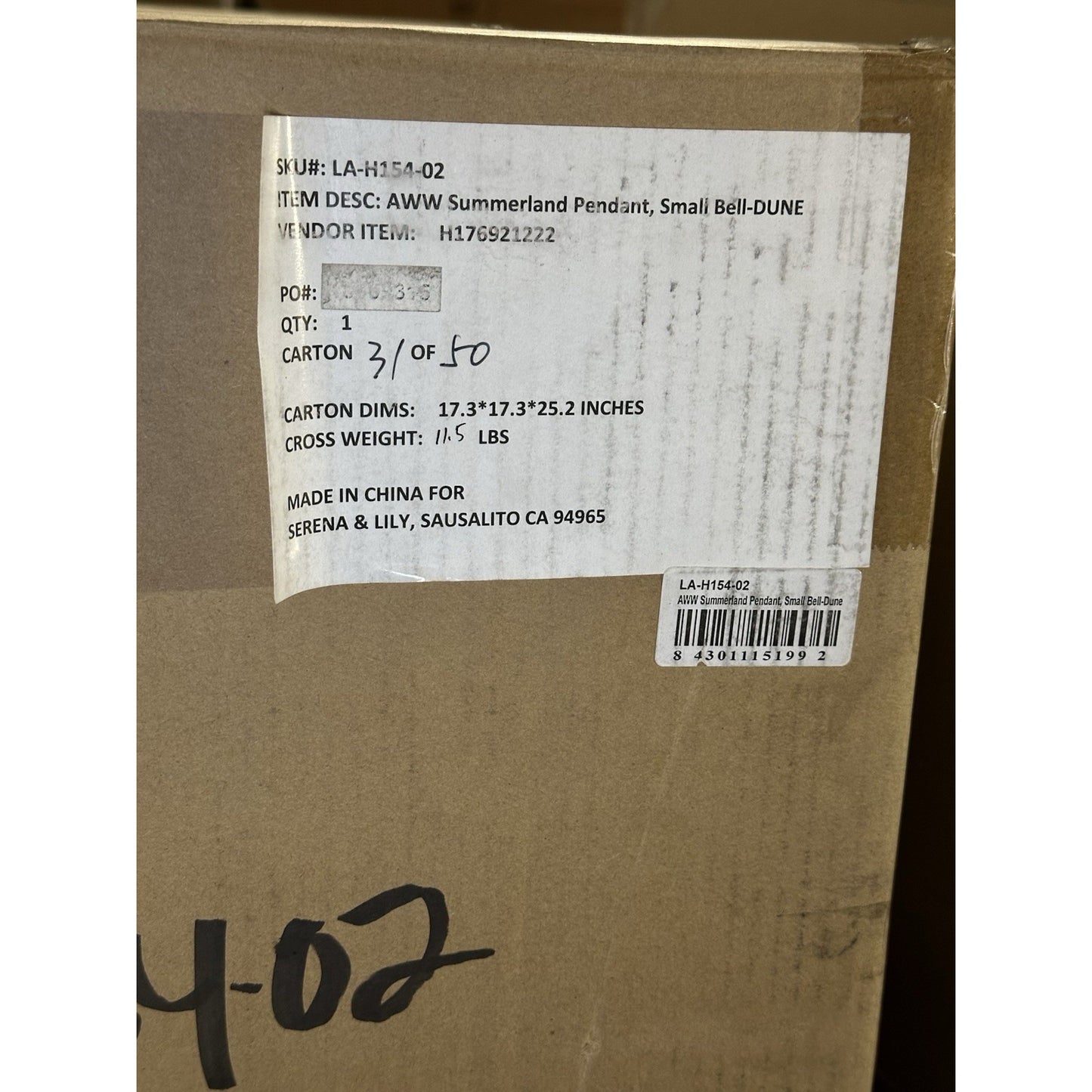 Summerland Outdoor Bell Pendant (Small)-Dune Dark Brown