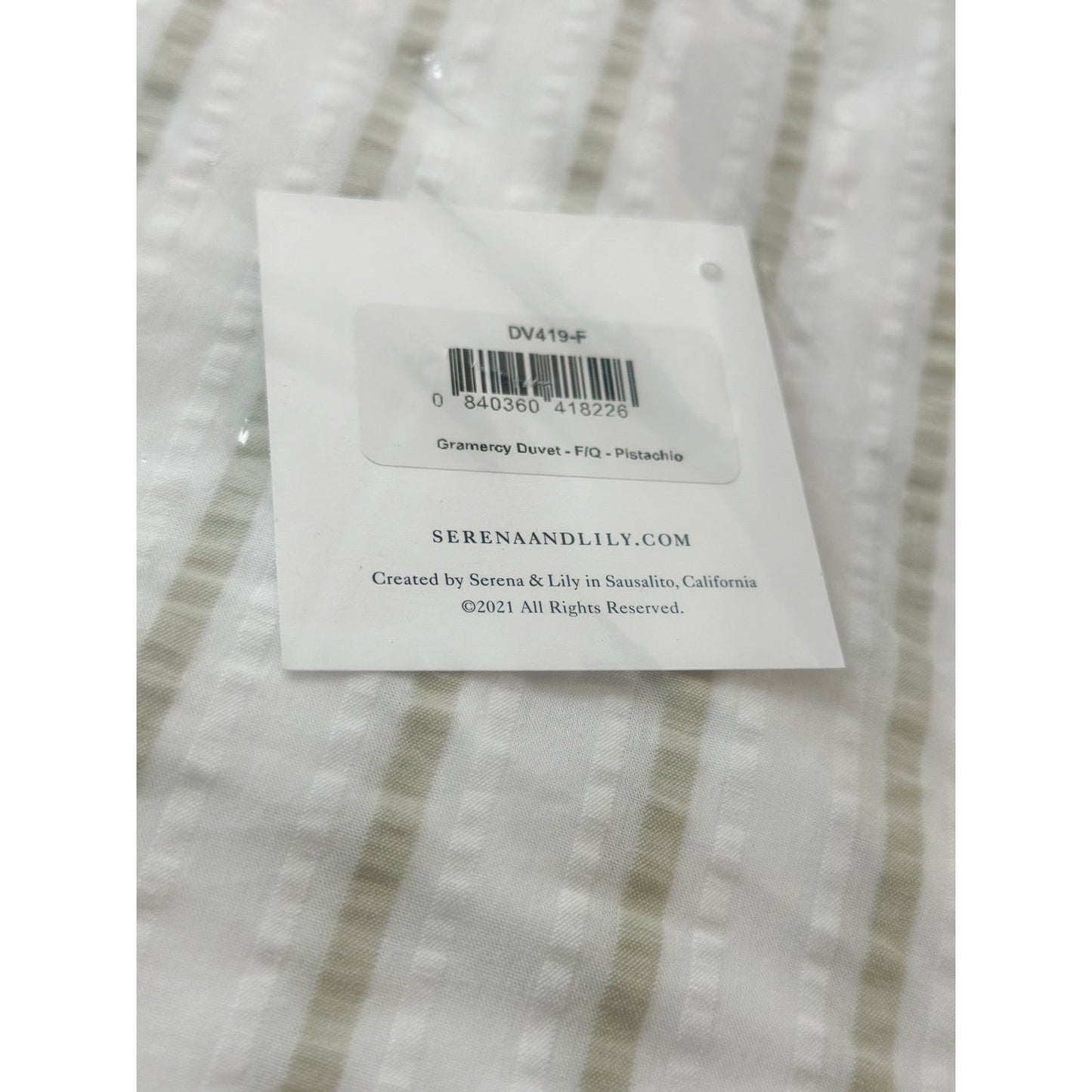 Gramercy Seersucker Duvet Cover (F/Q)-Pistachio - The Home Decor Outlet