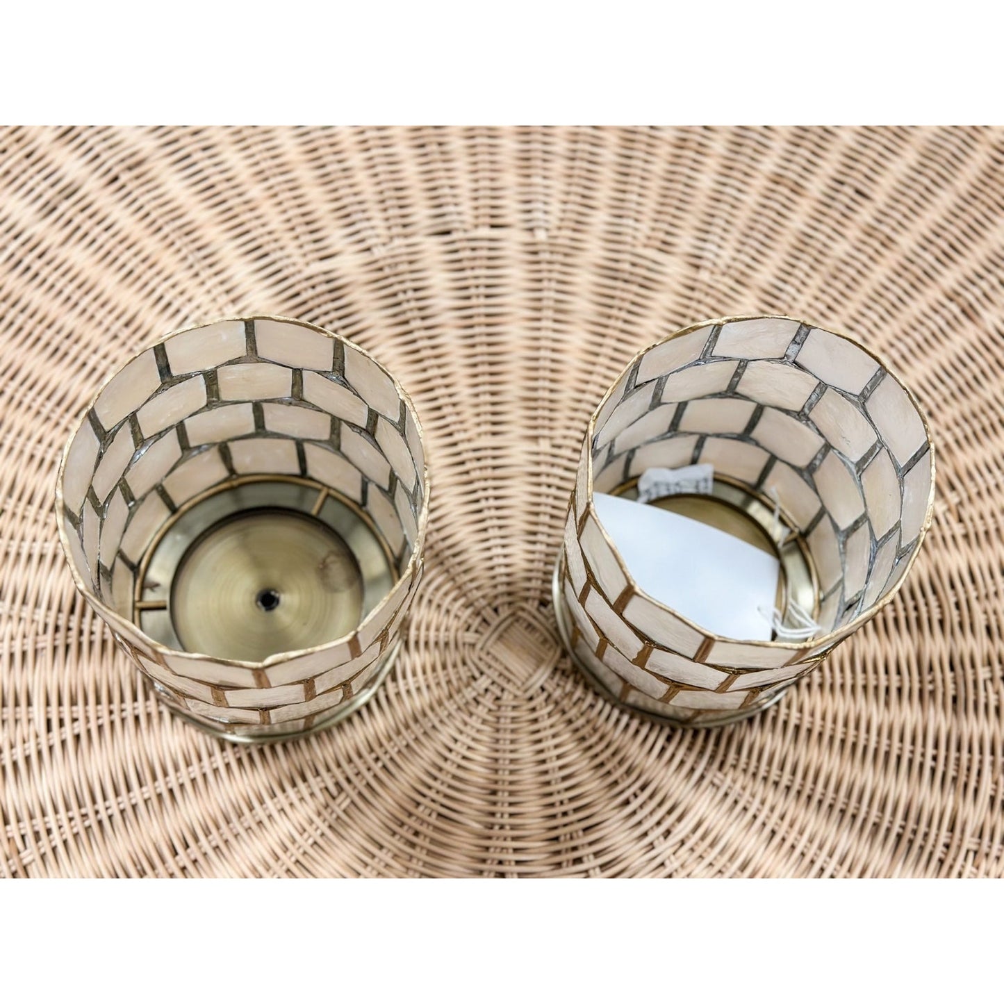 Scalloped Capiz Small Hurricane - Pillar - The Home Decor Outlet