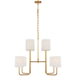 Visual Comfort Go Lightly Medium Chandelier (White Linen Shades)-Gild/Gold