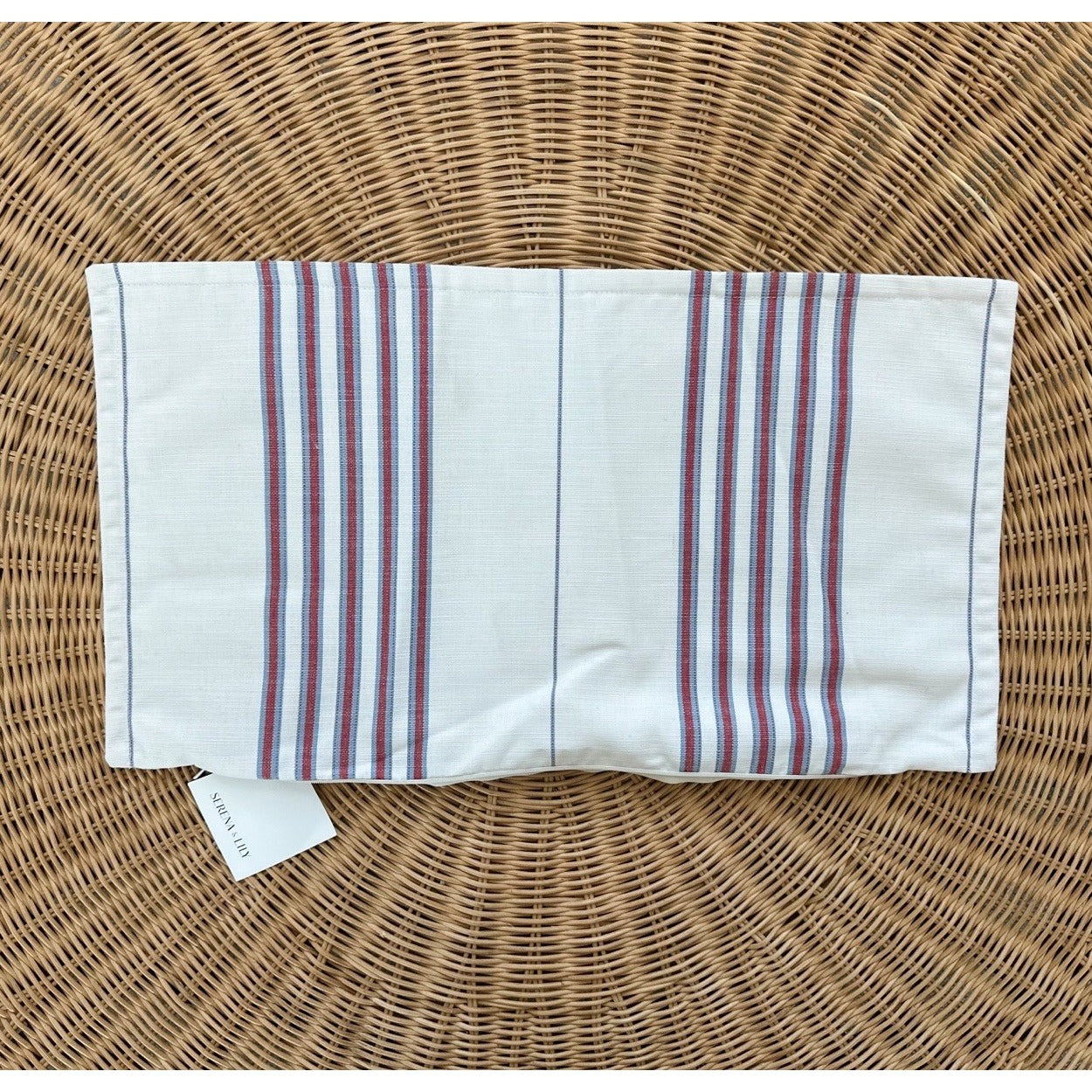 Perennials Lake Stripe Pillow Cover (12”x21”)-White/Red