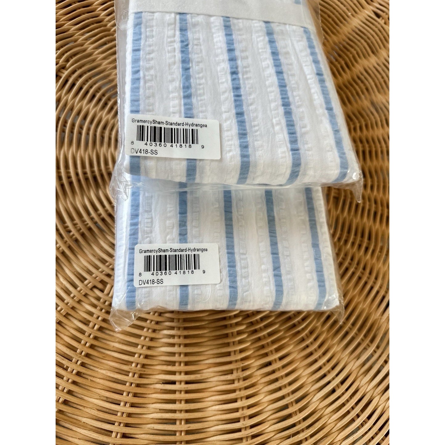Gramercy Seersucker Standard Shams (Set of 2)-Hydrangea Blue