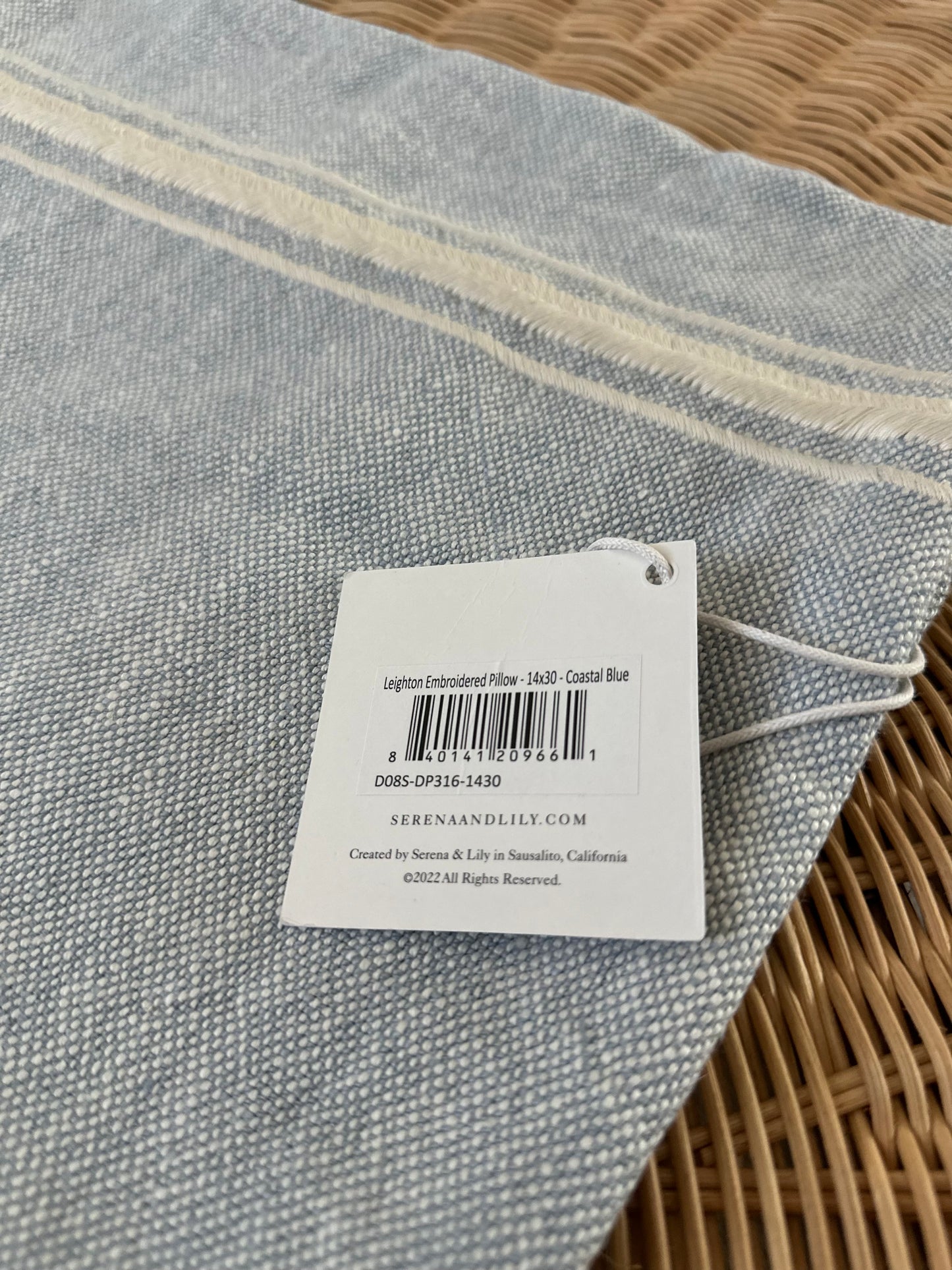 Leighton Pillow Cover (14”x30”)-Coastal Blue - The Home Decor Outlet