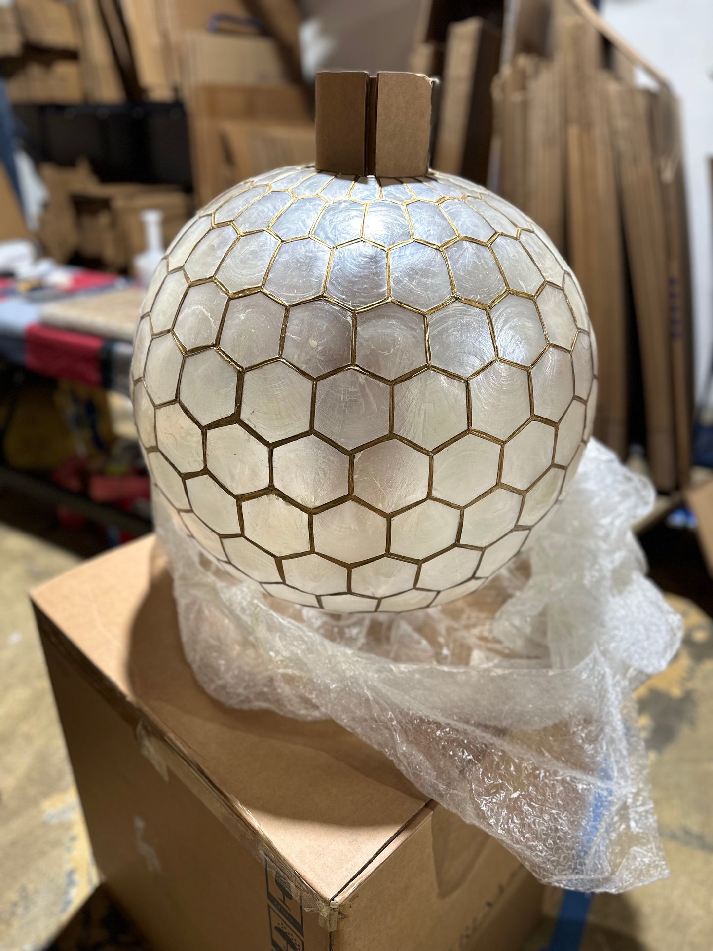 Capiz Honeycomb Medium Pendant - The Home Decor Outlet