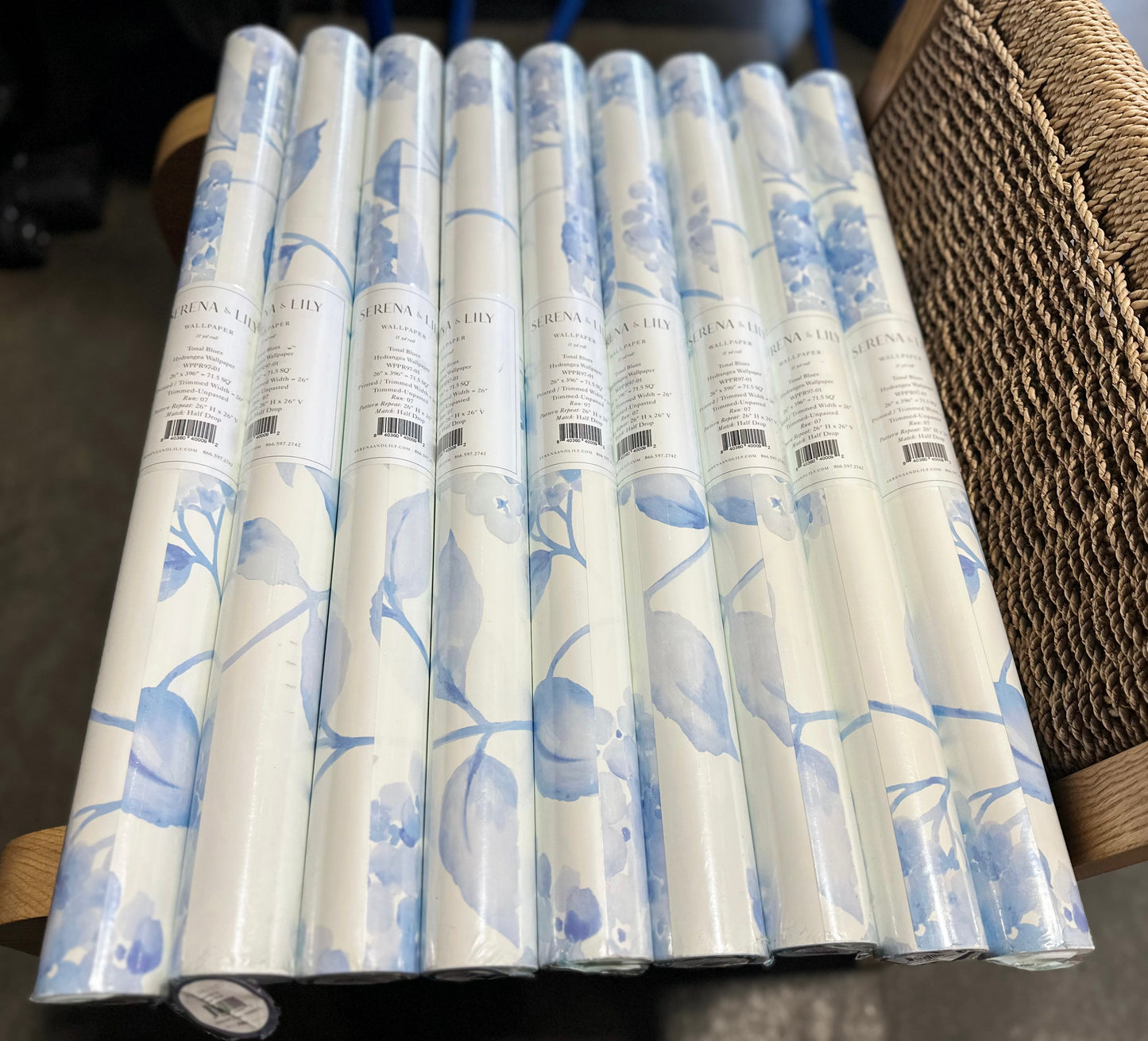 Hydrangea Wallpaper-Tonal Blues