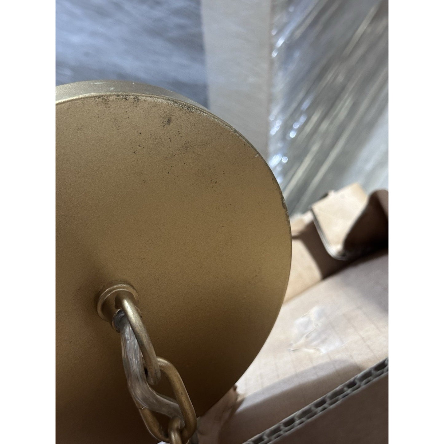 Capiz Honeycomb Oblong Pendant-Brass Gold
