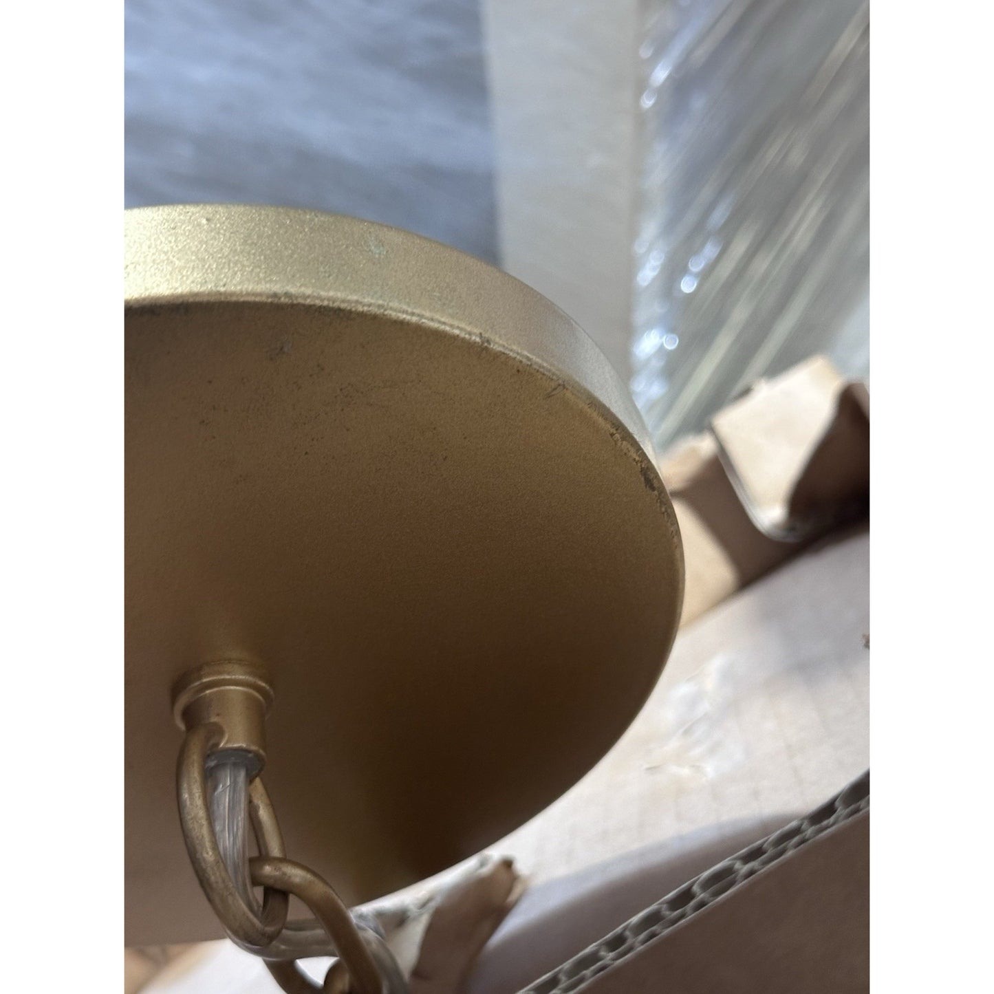 Capiz Honeycomb Oblong Pendant-Brass Gold