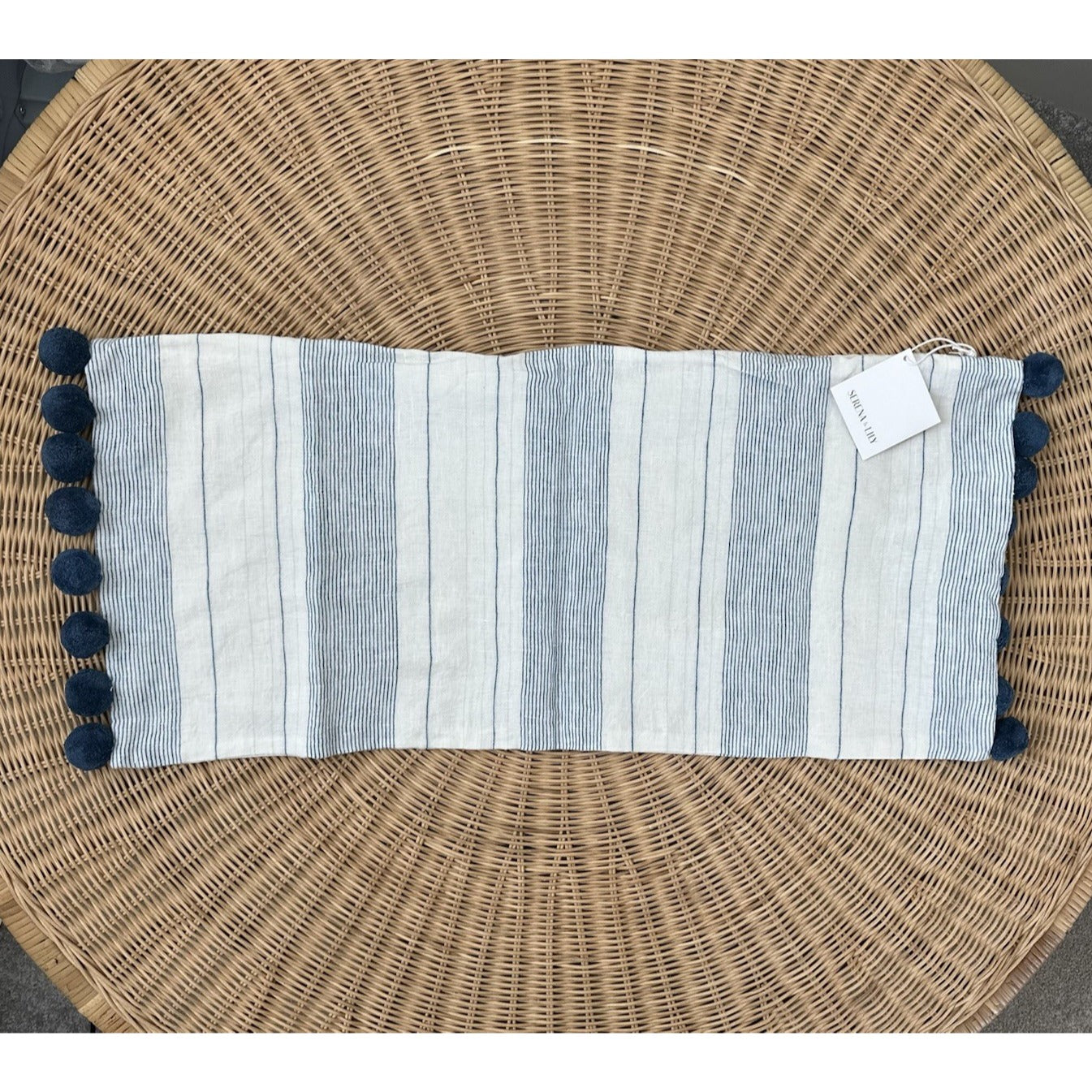 Luca Pillow Cover (14”x30”)-Washed Indigo Blue