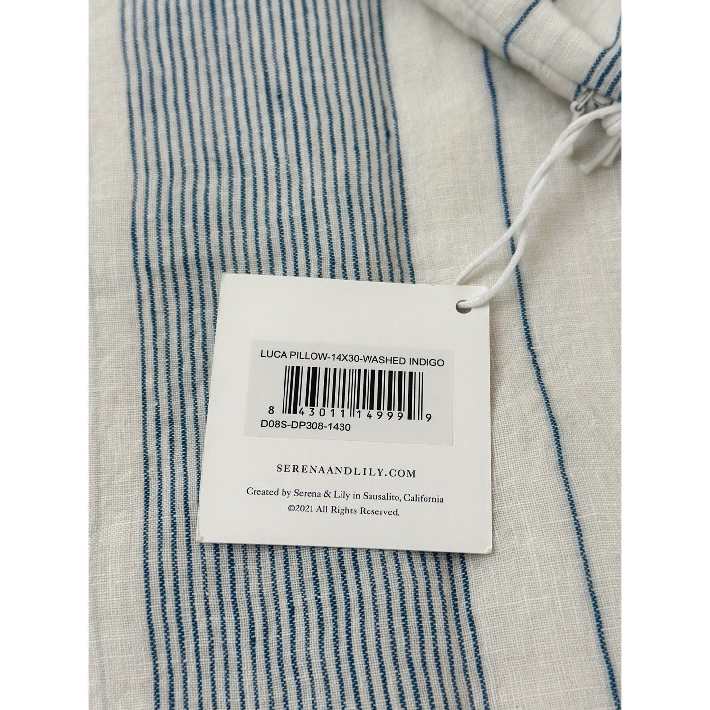 Luca Pillow Cover (14”x30”)-Washed Indigo Blue