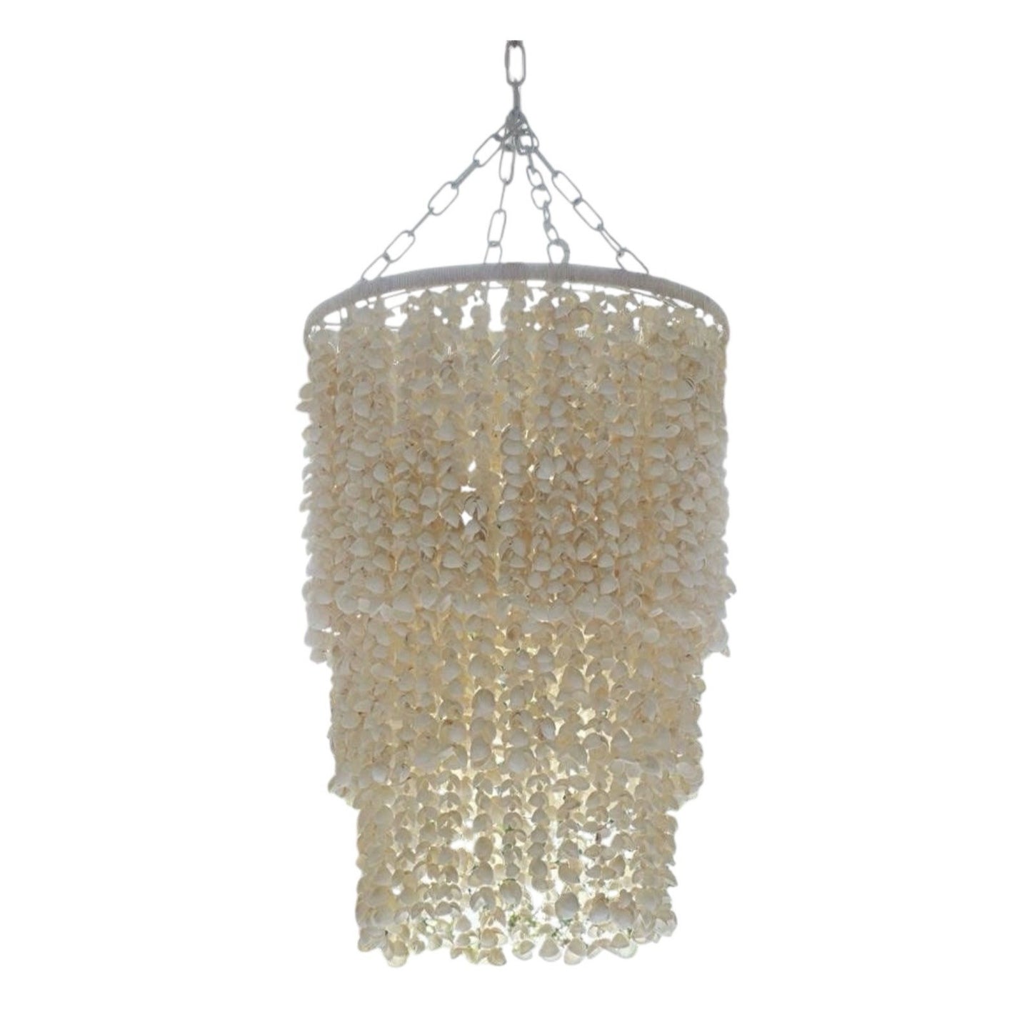 Serena & Lily Aptos Shell Chandelier (Large)-Beige/White
