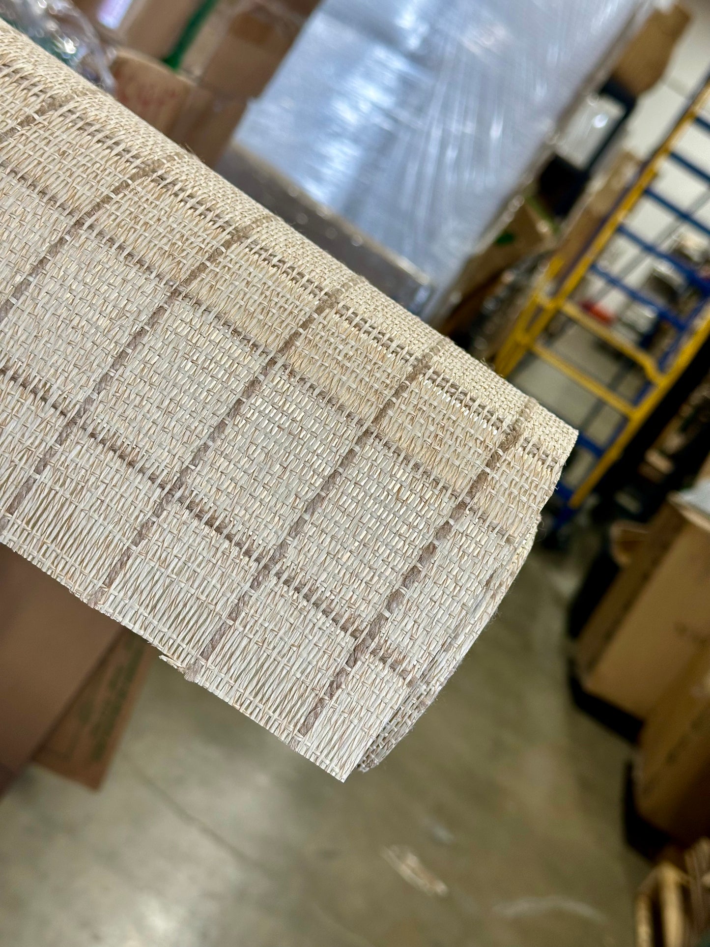 Jute Windowpane Wallcovering-Metallic Sheen Natural