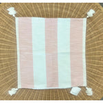 Beach Stripe Outdoor Pillow Cover (22” SQ)-Seashell Pink Red