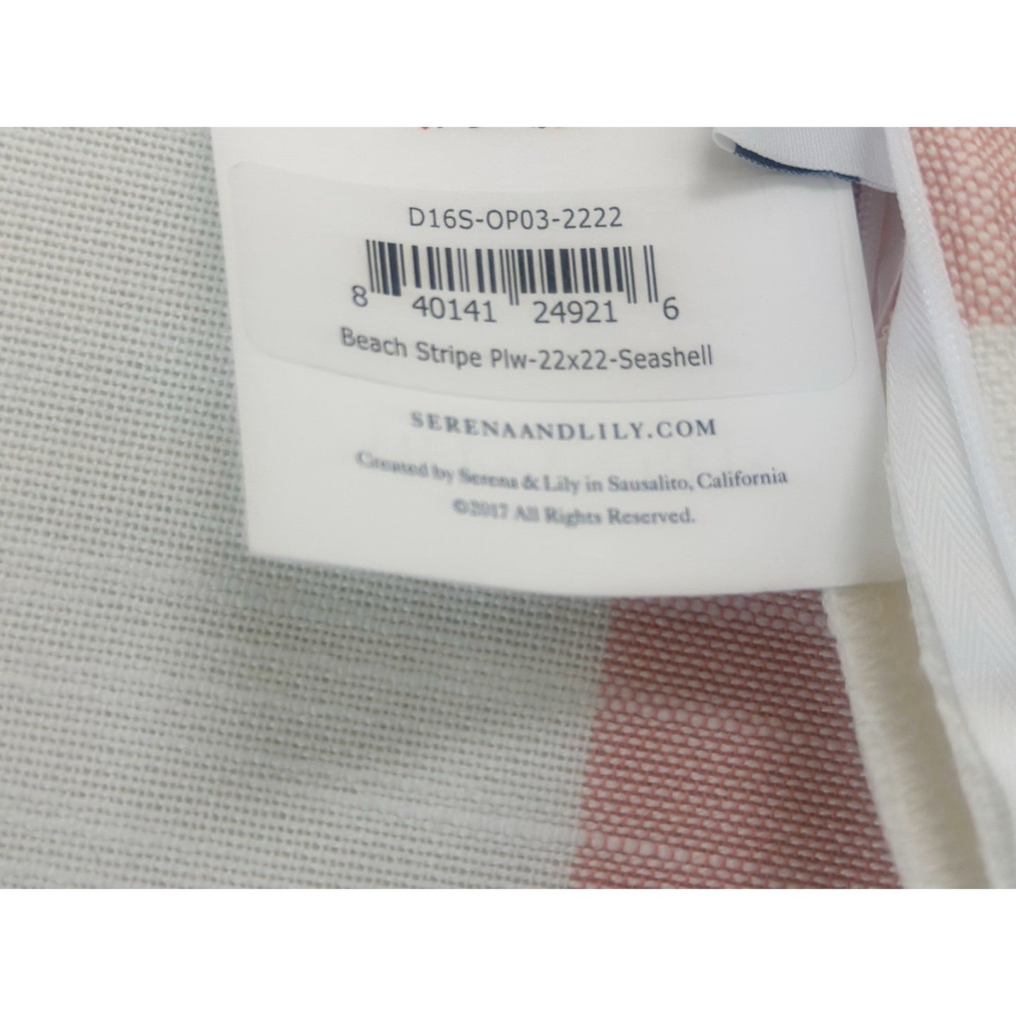 Beach Stripe Outdoor Pillow Cover (22” SQ)-Seashell Pink Red