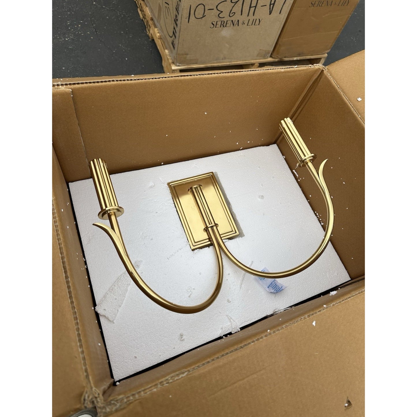 Calistoga Double Sconce (White Linen Shades)-Brass Gold