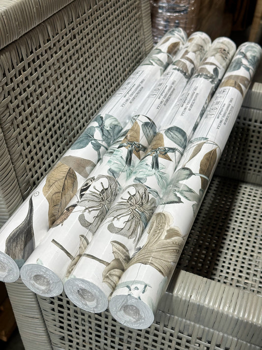 York Wallcoverings Butterfly House Wallpaper-White/Neutrals/Blue - The Home Decor Outlet