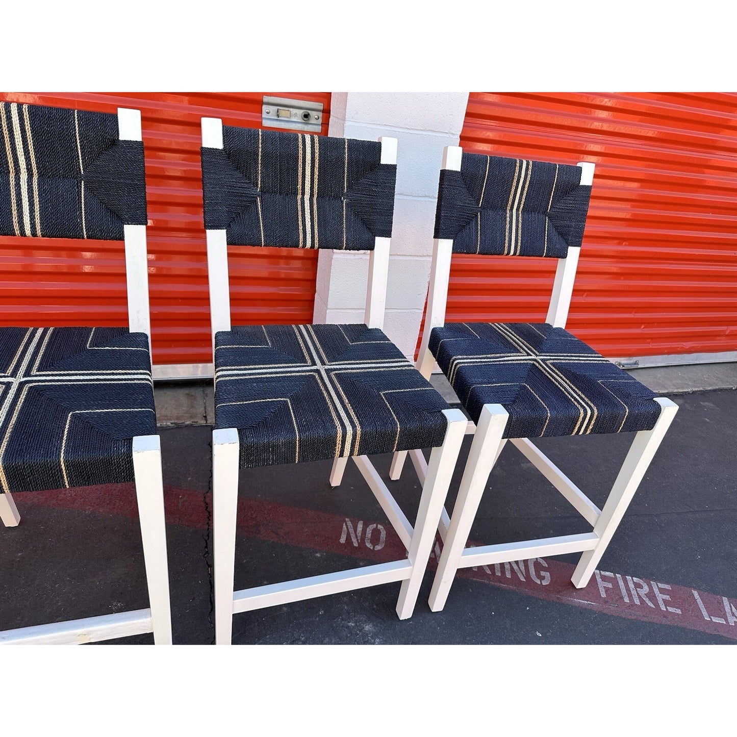 Carson Counter Stool-Navy/White
