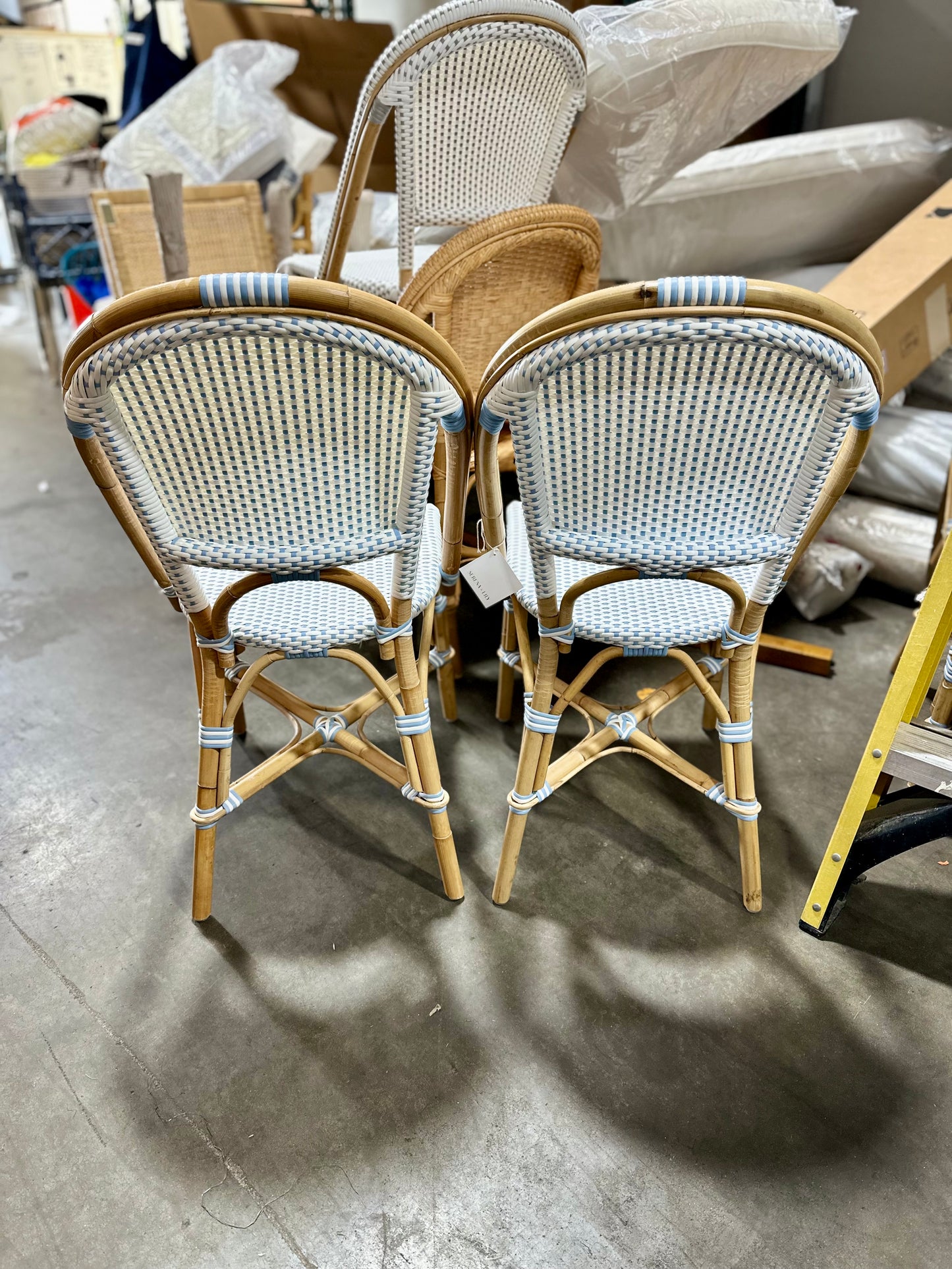 Riviera Rattan Dining/Side Chair-Hydrangea/White - The Home Decor Outlet