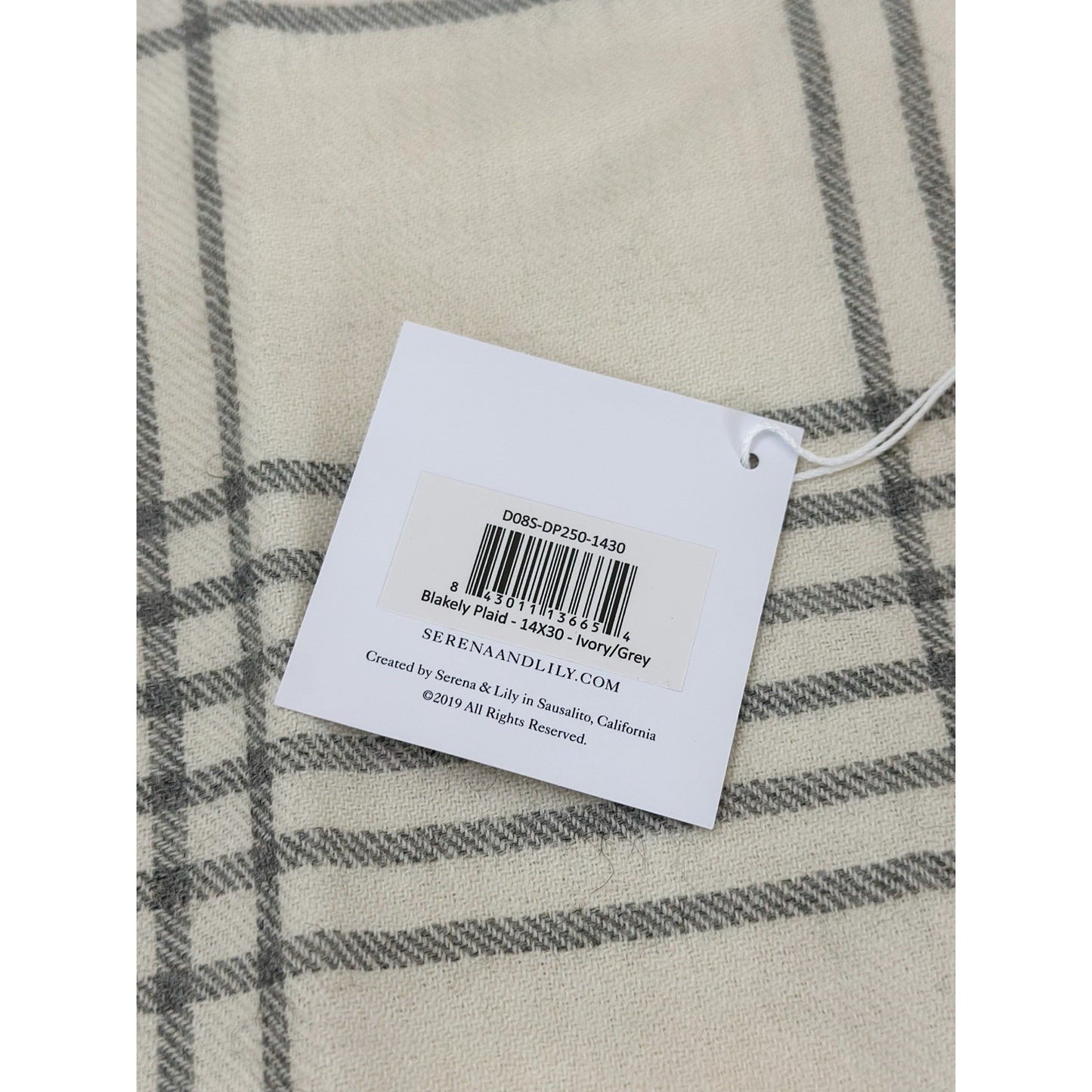 Blakely Plaid Alpaca Pillow Cover (14”x30”)-Ivory Beige/Grey