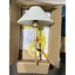Visual Comfort Hackney Single Sconce (White Linen Shade)-Antique Brass
