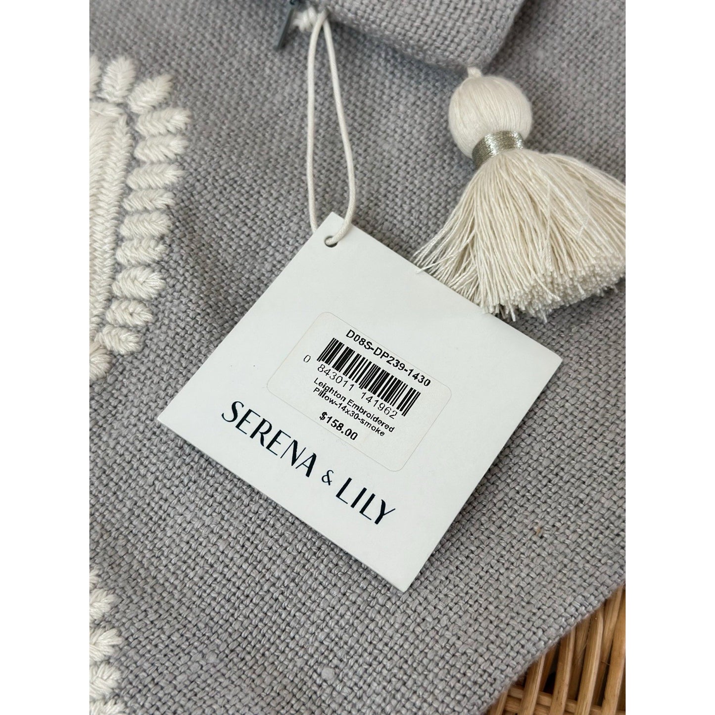 Leighton Pillow Cover (14”x30”)-Smoke Grey