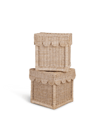 Scallop Storage Rattan Bin With Lid - The Home Decor Outlet
