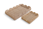 Scallop Rattan Rectangular Tray