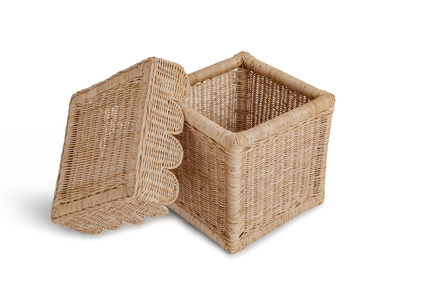 Scallop Storage Rattan Bin With Lid - The Home Decor Outlet