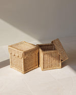 Scallop Storage Rattan Bin With Lid - The Home Decor Outlet
