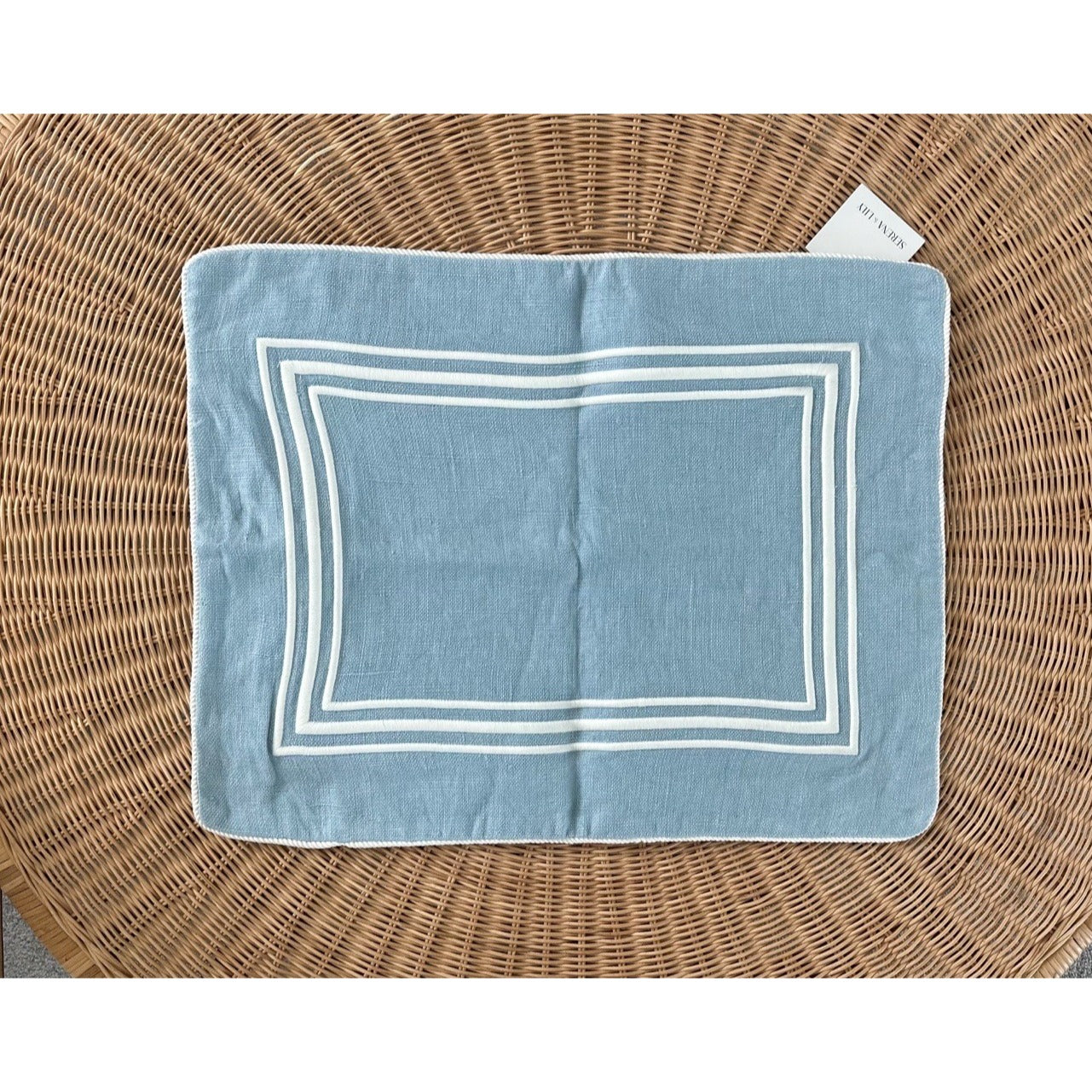Riva Pillow Cover (18”x24”)-Coastal Blue/White
