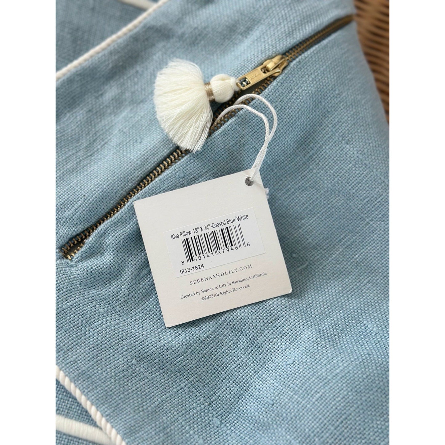 Riva Pillow Cover (18”x24”)-Coastal Blue/White