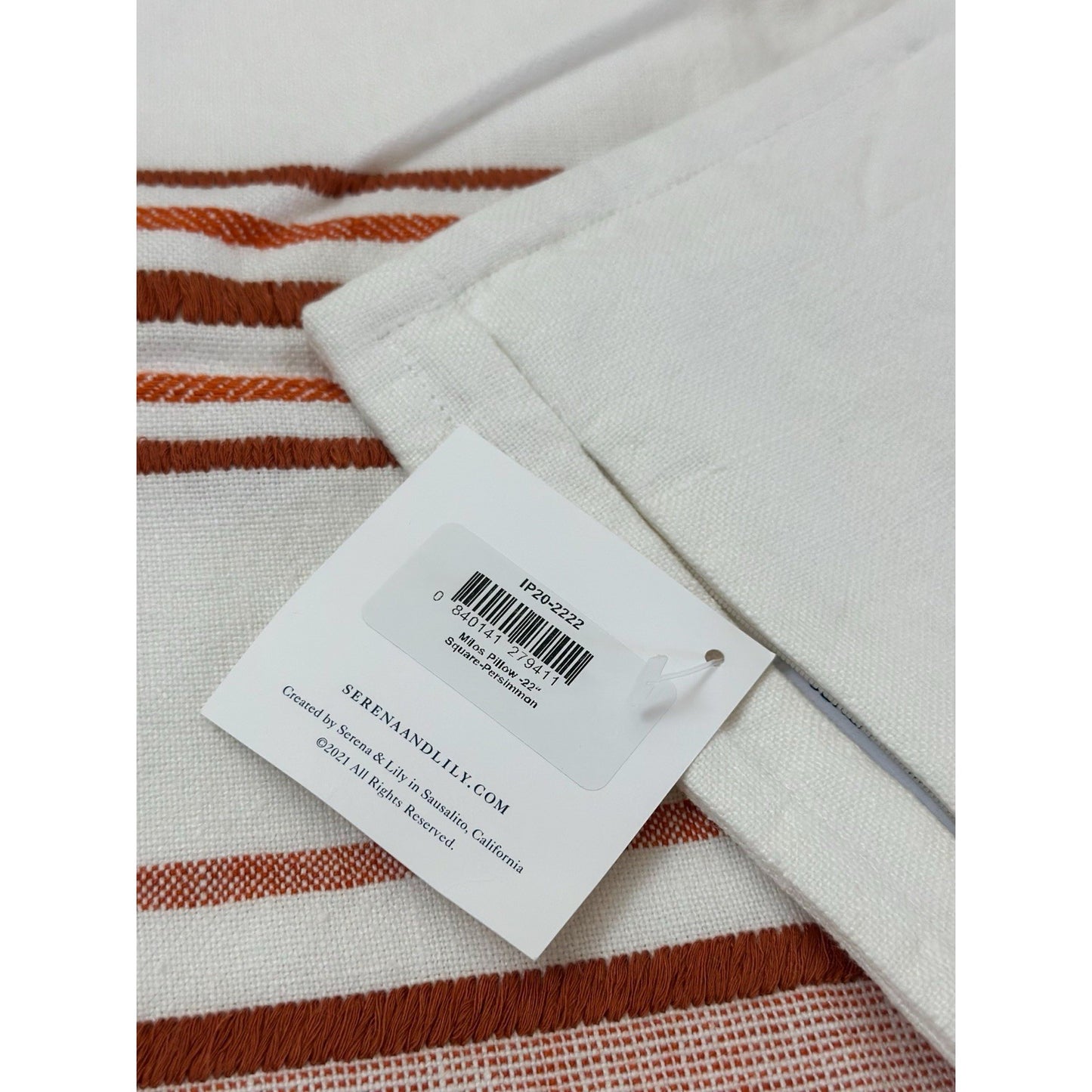 Milos Pillow Cover (22” SQ)-Persimmon Red Orange