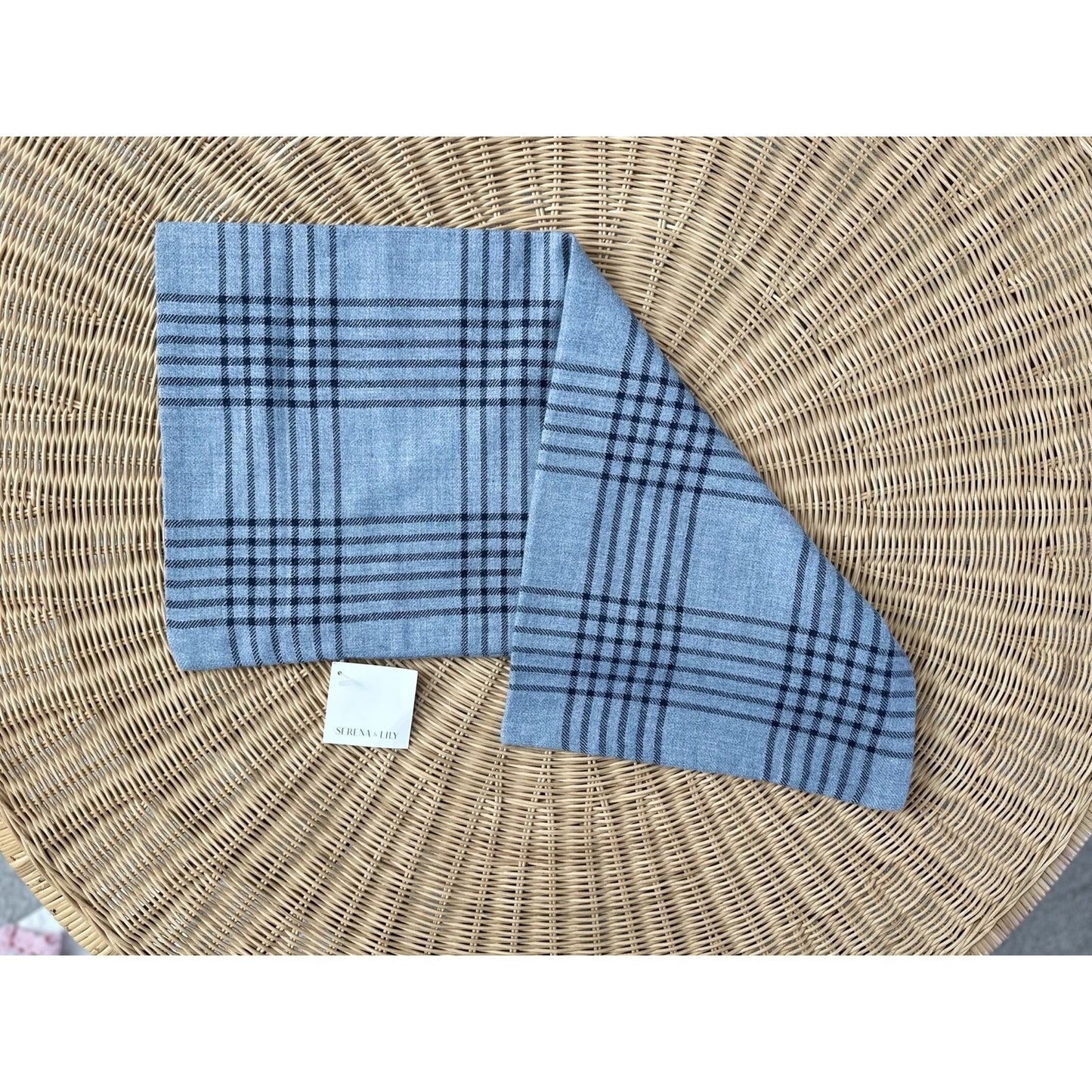 Blakely Plaid Alpaca Pillow Cover (14”x30”)-Chambray Blue