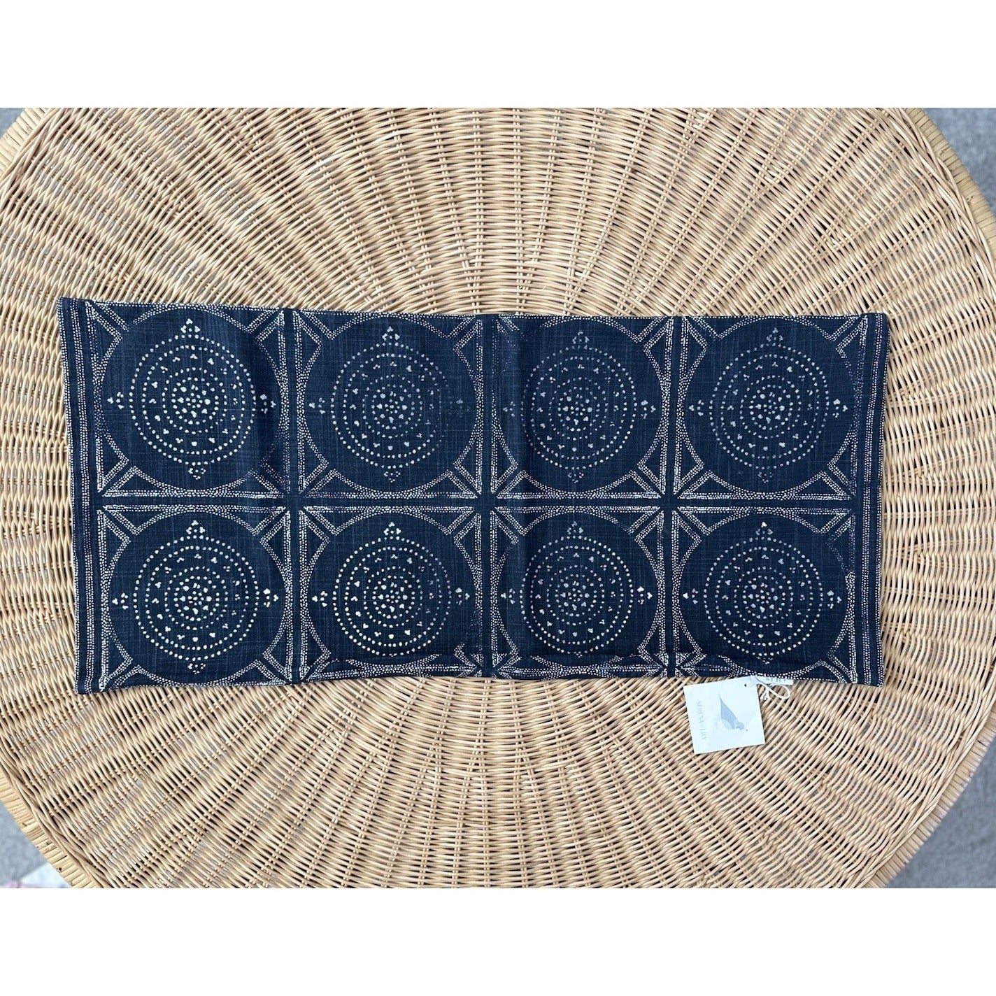 Camille Mosaic Pillow Cover (14”x30”)-Indigo Blue