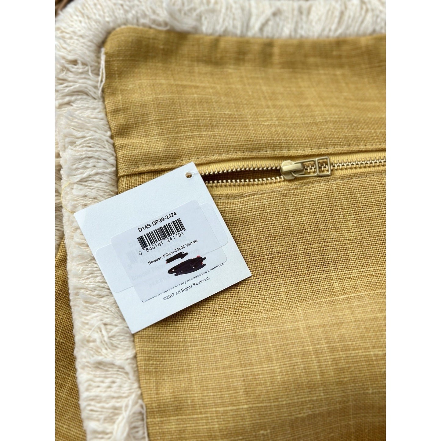 Bowden Pillow Cover (24” SQ)-Yarrow Yellow