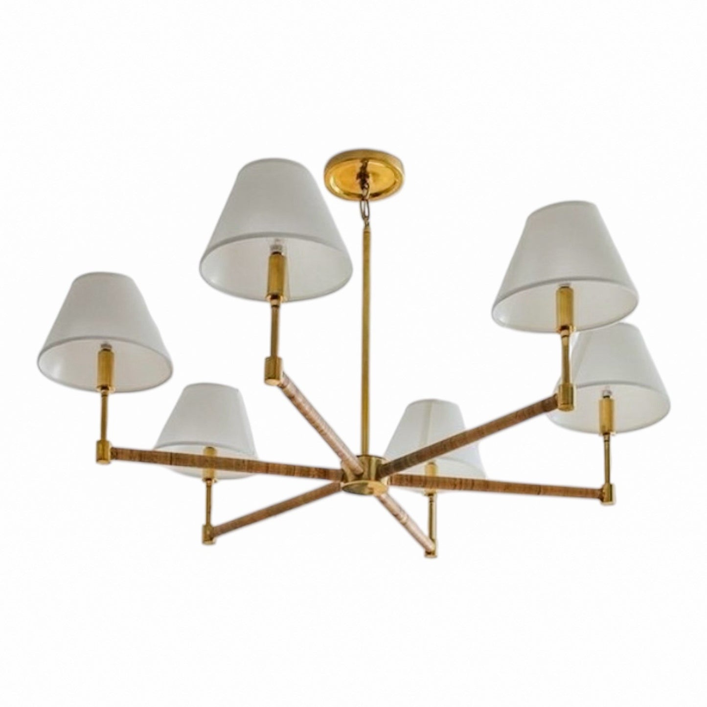 Larkspur Chandelier (White Shades)-Brass Gold Base