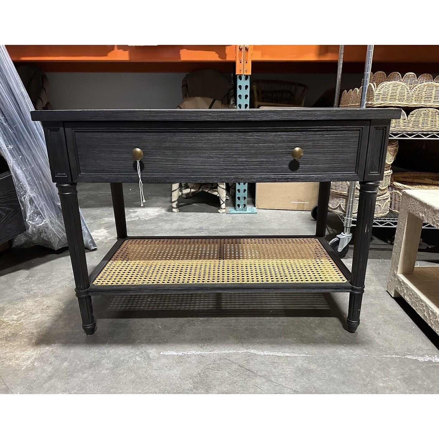 Harbour Cane Wide Nightstand-Ebony - The Home Decor Outlet