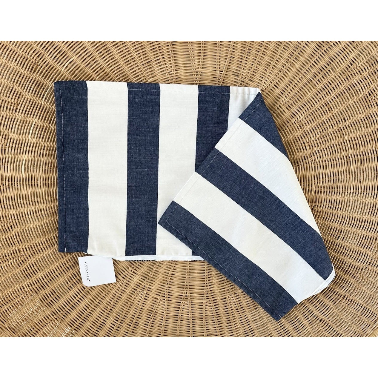 Perennials Awning Stripe Pillow Cover (14”x30”)-Navy Blue - The Home Decor Outlet