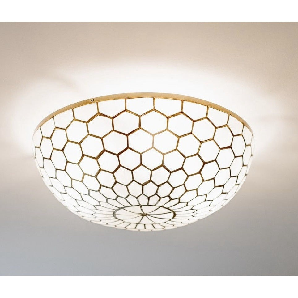 Capiz Flushmount (Large)-Brass Gold