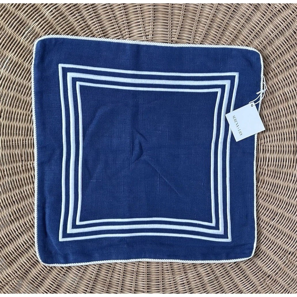 Riva Pillow Cover (20” SQ)-Vintage Indigo Blue - The Home Decor Outlet