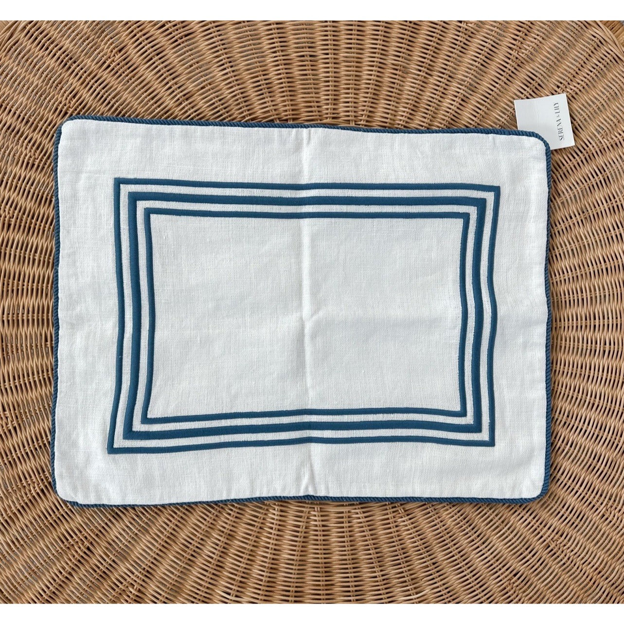 Riva Pillow Cover (18”x24”)-White/Captain’s Blue - The Home Decor Outlet