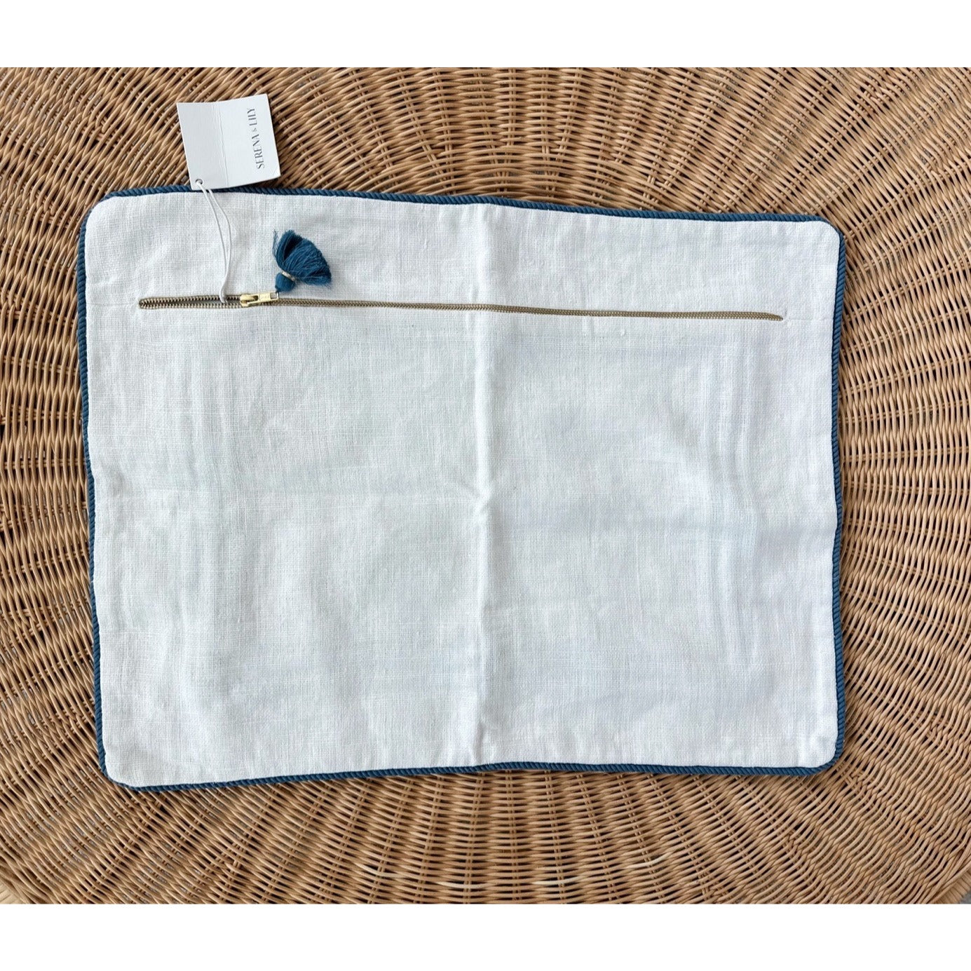 Riva Pillow Cover (18”x24”)-White/Captain’s Blue - The Home Decor Outlet