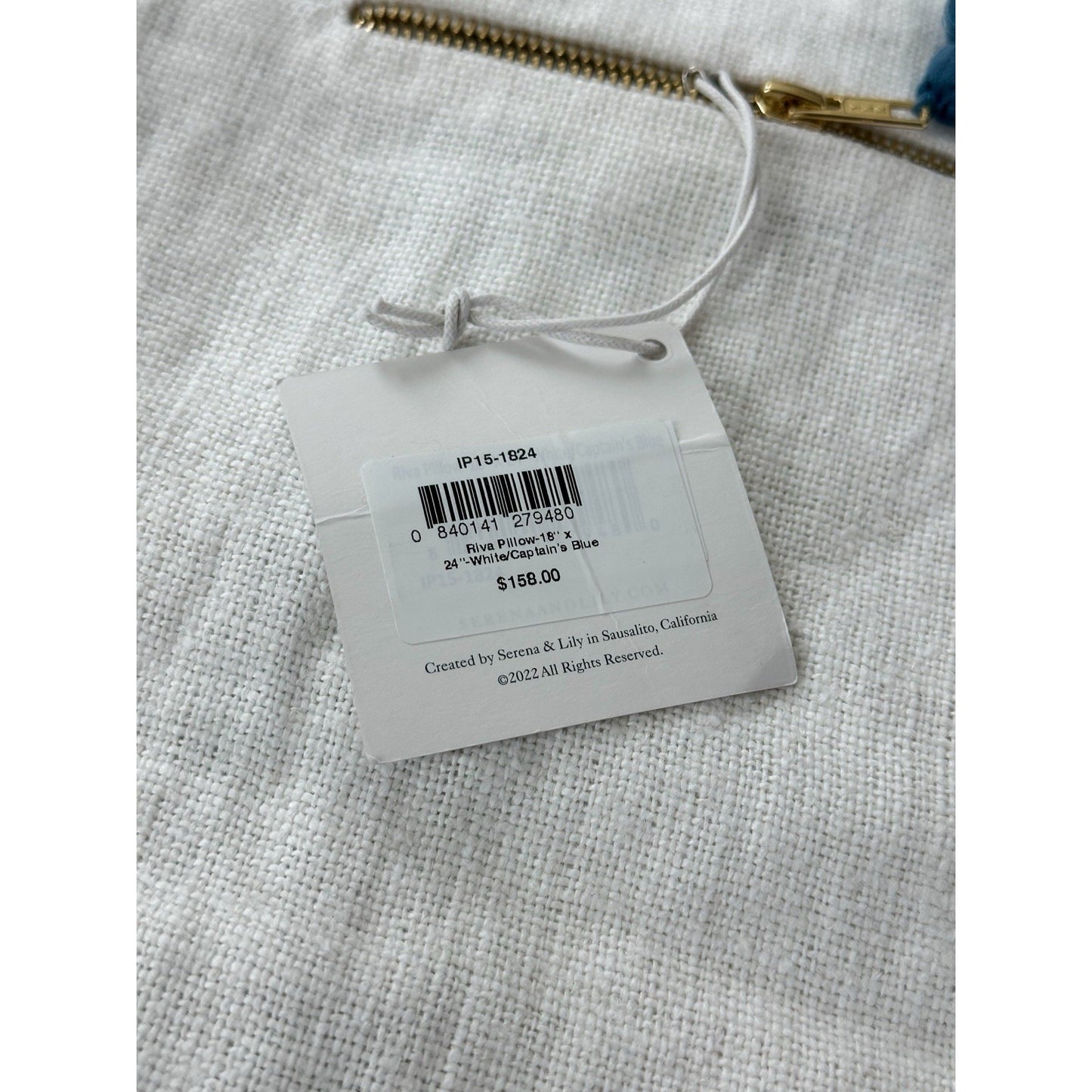 Riva Pillow Cover (18”x24”)-White/Captain’s Blue - The Home Decor Outlet